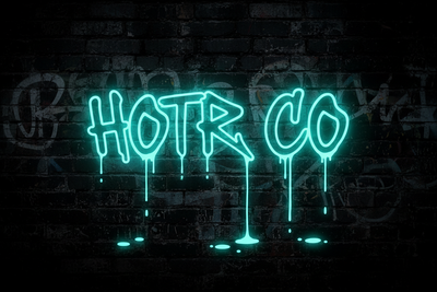 Can you do a neon teal glow on the letting and a black brick wall for background with high detail